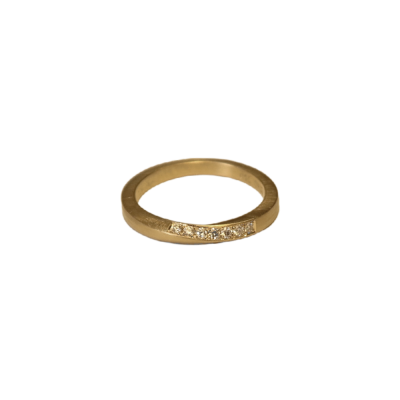 Simple Twist Ring, M, 18kt guld med diamanter