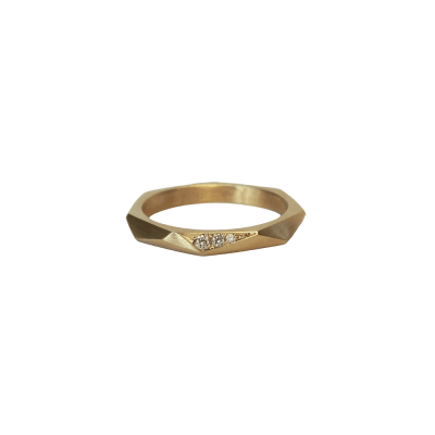 Slim Facet Ring, 18 kt. Guld, Diamanter