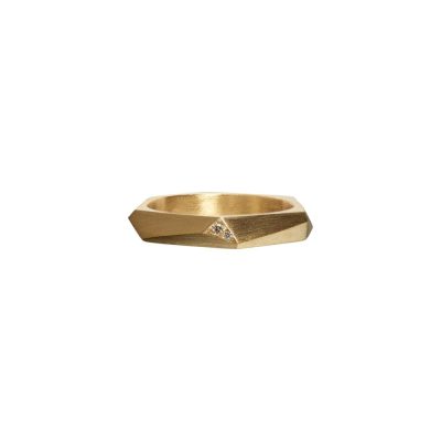 Thin Facet Ring, 18 kt. Guld, Diamanter